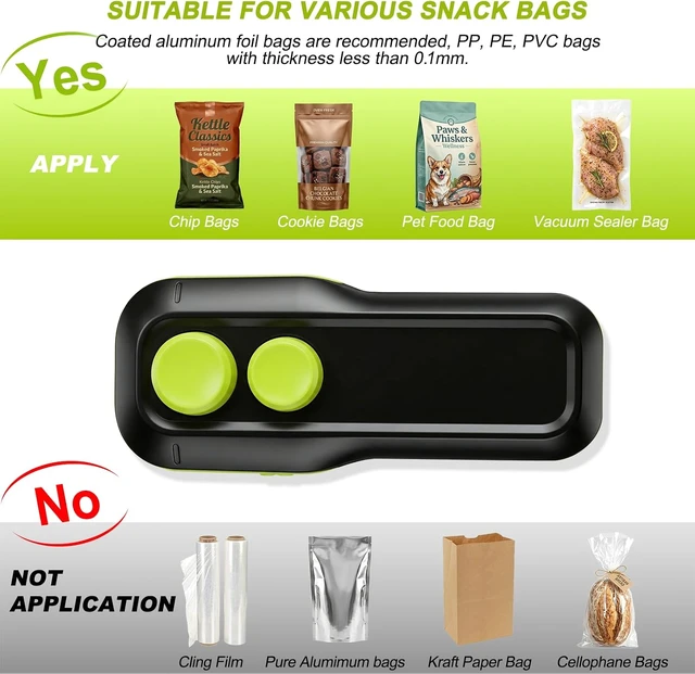 Alt view image 4 of 7 - Mini Bag Sealer, Votozi 2 in 1 Rechargeable Heat Sealer and Cutter with Magnet, Portable Chip Bag Sealer for Plastic Bags Food Storage Snacks Freshness (Black)