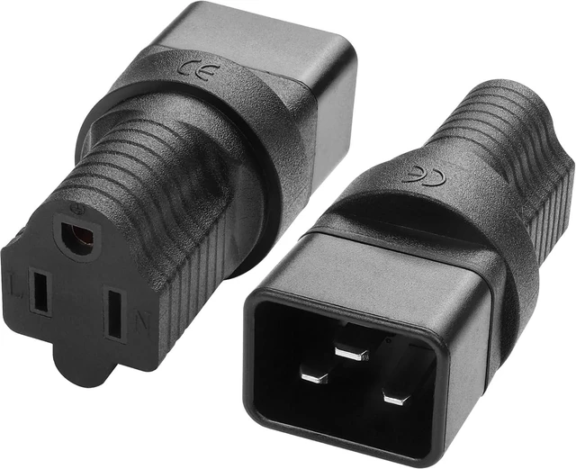 Main image of IEC C20 to NEMA 5-15R Power Adapter, 10Pack
15A 125V, NEMA 5-15P to C20, AC Power Converter, For PDUs and Network Equipment