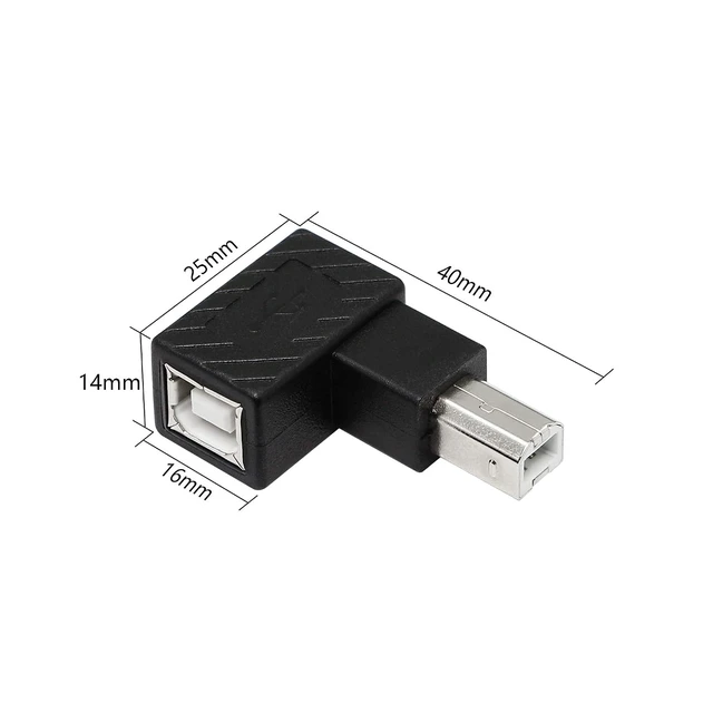 Alt view image 6 of 6 - USB 2.0 Type-B Printer Adapter, 2Pack 90 Degrees USB 2.0 B Male to Type-B Female Printer Adapter, for Printer, Scanner, Mobile HDD and More(Left Angle+Right Angle)-10PCS