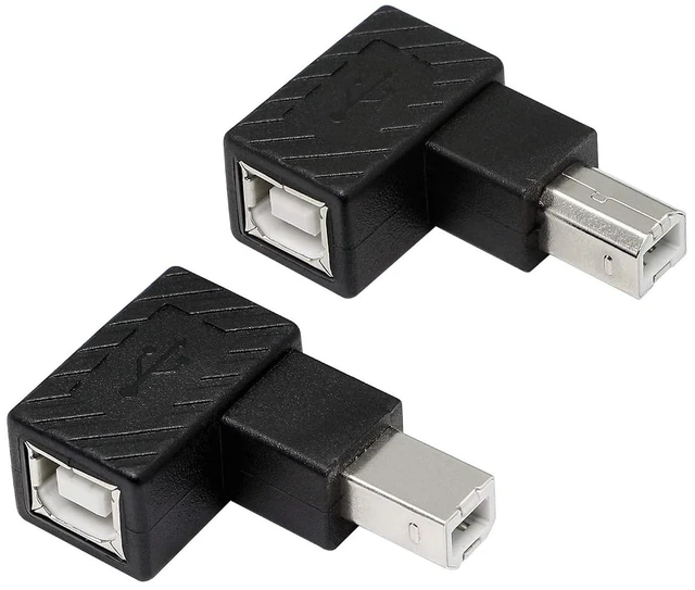Main image of USB 2.0 Type-B Printer Adapter, 2Pack 90 Degrees USB 2.0 B Male to Type-B Female Printer Adapter, for Printer, Scanner, Mobile HDD and More(Left Angle+Right Angle)-10PCS