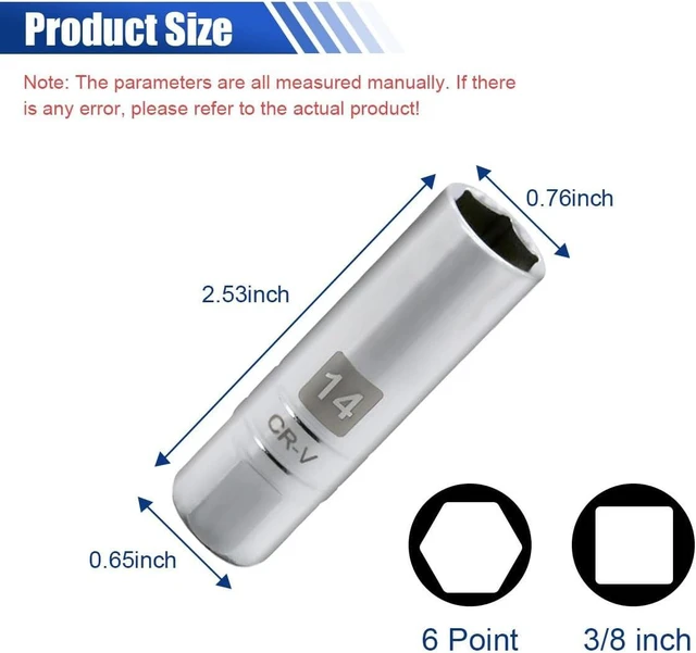 Alt view image 2 of 6 - 5PCS 14MM Magnetic Spark Plug Socket
Powerful Chrome Vanadium Steel Magnet Retains Spark Plugs