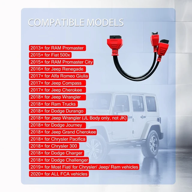 Alt view image 5 of 7 - FCA 12+8 Adapter for Chrysler 12 8 Pin Gateway Security Bypass Cable
for Autel Maxisys Connector Fit for Chrysler After 2018,Compatible with Jeep Gladiator/Wrangler JL,Ram1500/TRX Vehicles