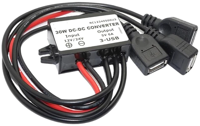 Alt view image 3 of 4 - DC DC Converter 12V 24V to 5V 6A 30W Car Power Converters Triple USB Output Power Adapter