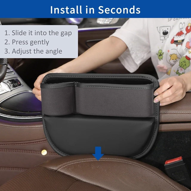 Alt view image 2 of 6 - 2 Pack Car Seat Gap Filler with Cup Holder, Suede Car Seat Gap Plug with Storage Slot for Filler Between Car Seat and Console, Universal Fit Sedans, SUVs, MPVs, Most Vehicles (Black)