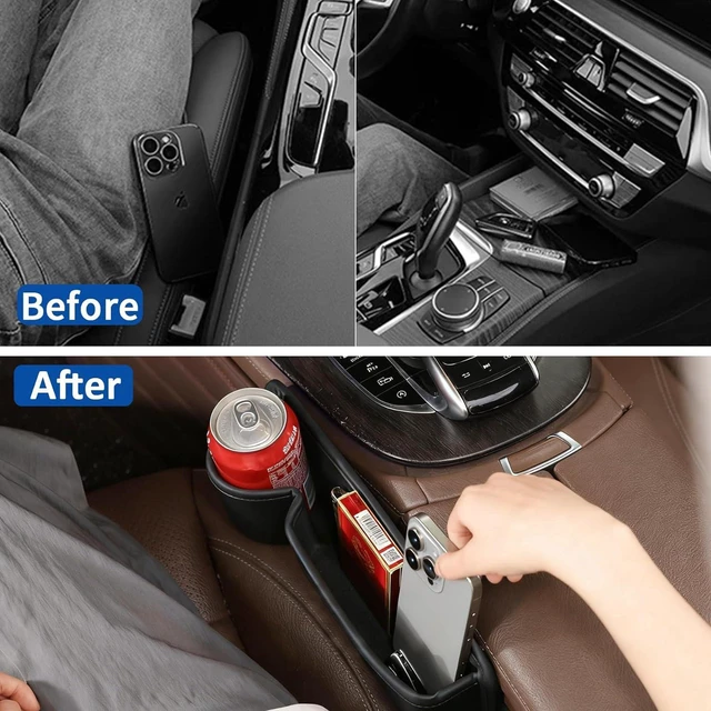 Alt view image 3 of 6 - 2 Pack Car Seat Gap Filler with Cup Holder, Suede Car Seat Gap Plug with Storage Slot for Filler Between Car Seat and Console, Universal Fit Sedans, SUVs, MPVs, Most Vehicles (Black)