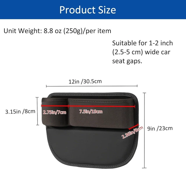 Alt view image 5 of 6 - 2 Pack Car Seat Gap Filler with Cup Holder, Suede Car Seat Gap Plug with Storage Slot for Filler Between Car Seat and Console, Universal Fit Sedans, SUVs, MPVs, Most Vehicles (Black)
