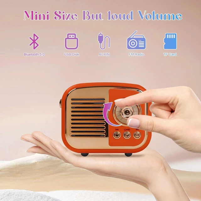 Alt view image 4 of 7 - Retro Bluetooth Speaker,Vintage Decor,Orange Gifts for Teen Girls Cute Mini Portable Sound for Teen Girl Room Desk Bedroom Office Decor, Birthdays, and Trendy Gifts for Girls Women