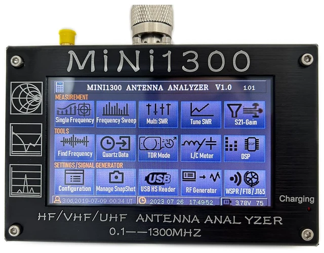 Main image of 2024 Upgraded Mini1300 Antenna Analyzer 0.1-1300MHz with 4.3 Inch TFT LCD Touch Screen,Portable Vector Network Analyzer with SMA Calibration Kits,HF/VHF/UHF All Bands