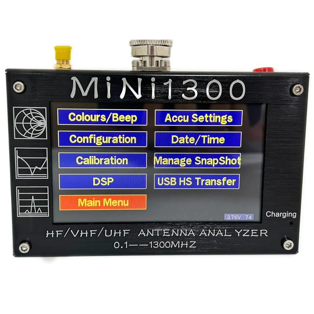 Alt view image 2 of 5 - 2024 Upgraded Mini1300 Antenna Analyzer 0.1-1300MHz with 4.3 Inch TFT LCD Touch Screen,Portable Vector Network Analyzer with SMA Calibration Kits,HF/VHF/UHF All Bands