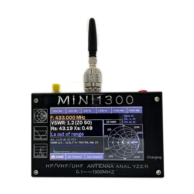 Alt view image 5 of 5 - 2024 Upgraded Mini1300 Antenna Analyzer 0.1-1300MHz with 4.3 Inch TFT LCD Touch Screen,Portable Vector Network Analyzer with SMA Calibration Kits,HF/VHF/UHF All Bands