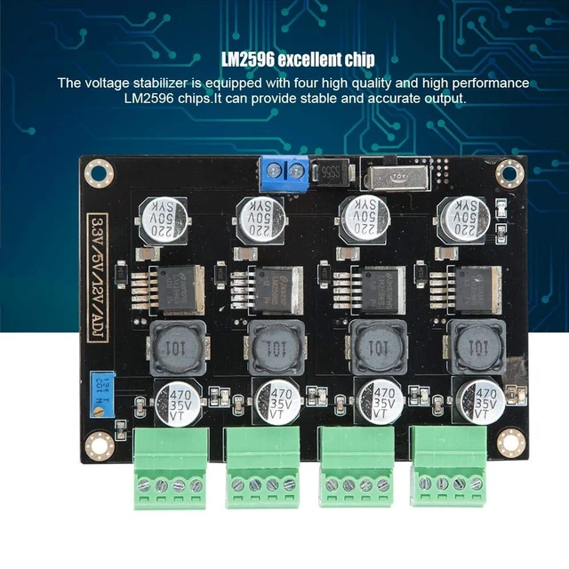 Alt view image 2 of 7 - Multi-Channel Power Supply Module with 3.3V/5V/12V/ADJ, Adjustable Voltage Output Buck Converter with Four and high Performance LM2596 Chips