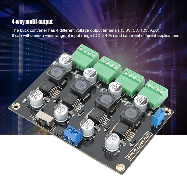 Alt view image 7 of 7 - Multi-Channel Power Supply Module with 3.3V/5V/12V/ADJ, Adjustable Voltage Output Buck Converter with Four and high Performance LM2596 Chips