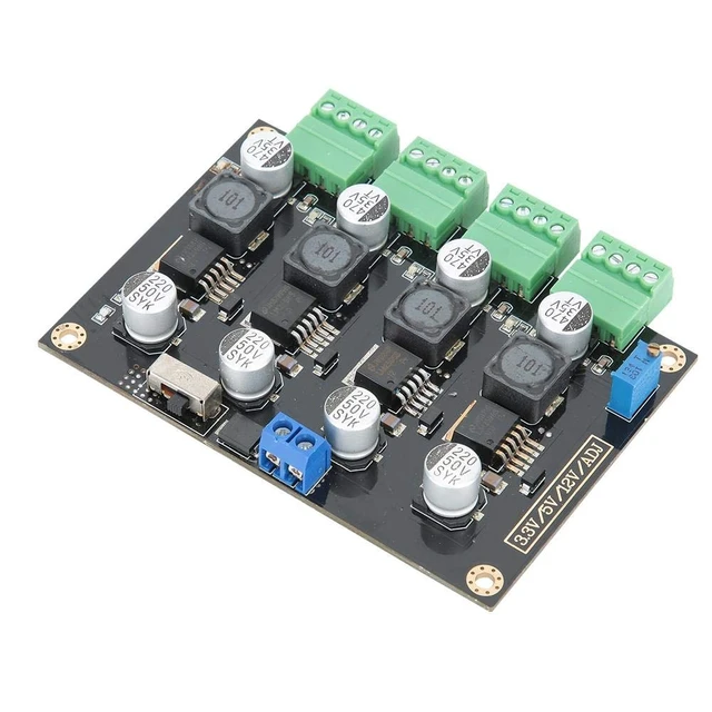 Main image of Multi-Channel Power Supply Module with 3.3V/5V/12V/ADJ, Adjustable Voltage Output Buck Converter with Four and high Performance LM2596 Chips