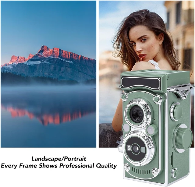 Alt view image 4 of 7 - 24MP Vintage Digital Camera, 2.7K Video Recording Compact Camera, 180 Degree Flip Screen, for Travel Photography and Daily Captures (Green)