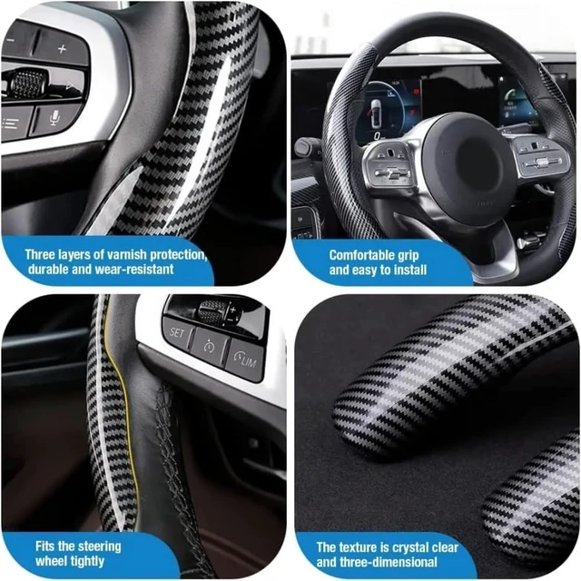 Alt view image 6 of 7 - New Carbon Fiber Steering Wheel Cover Segmented Protective Sleeve, Carbon Fiber Black, Safe and Non-Slip, Suitable for 99% Universal Car Steering Wheel, Durable and Easy to Install