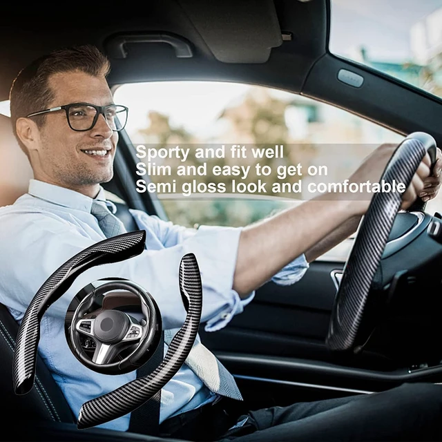 Alt view image 7 of 7 - New Carbon Fiber Steering Wheel Cover Segmented Protective Sleeve, Carbon Fiber Black, Safe and Non-Slip, Suitable for 99% Universal Car Steering Wheel, Durable and Easy to Install