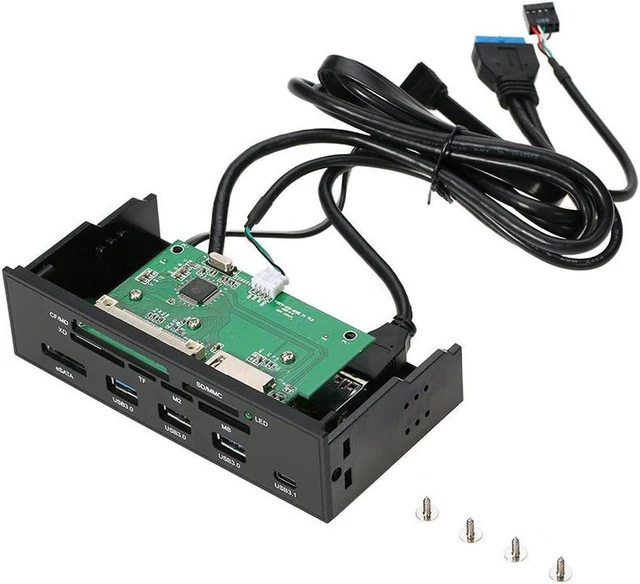 Alt view image 4 of 6 - 5.25 inch PC Case Front panel All-in-1 Multifunction USB 2.0 Card Reader w/ 3 Port USB3.0,Type-C, eSATA ,Support MD,SD/MMC,XD,TF,M2,MS,64G CF Card