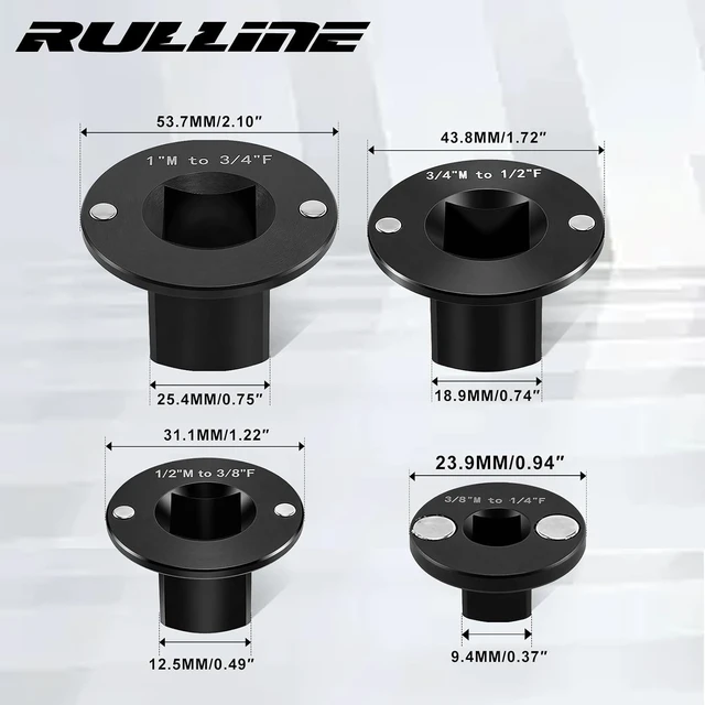 Alt view image 2 of 6 - RULLINE 4Pc Low Profile Socket Adapter Set 1" to 1/4", Cr-Moly
4-Piece Low Profile Impact Socket Adapter Set Magnetic Insert Cr-Moly Steel Rust-Resistant Drive Converter 1" to 1/4"