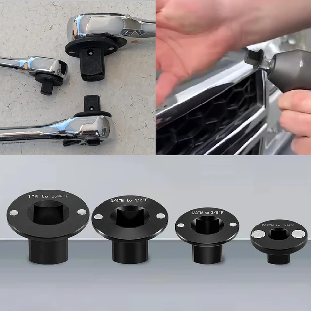 Alt view image 4 of 6 - RULLINE 4Pc Low Profile Socket Adapter Set 1" to 1/4", Cr-Moly
4-Piece Low Profile Impact Socket Adapter Set Magnetic Insert Cr-Moly Steel Rust-Resistant Drive Converter 1" to 1/4"