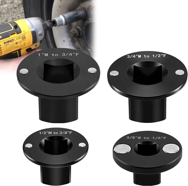 Main image of RULLINE 4Pc Low Profile Socket Adapter Set 1" to 1/4", Cr-Moly
4-Piece Low Profile Impact Socket Adapter Set Magnetic Insert Cr-Moly Steel Rust-Resistant Drive Converter 1" to 1/4"