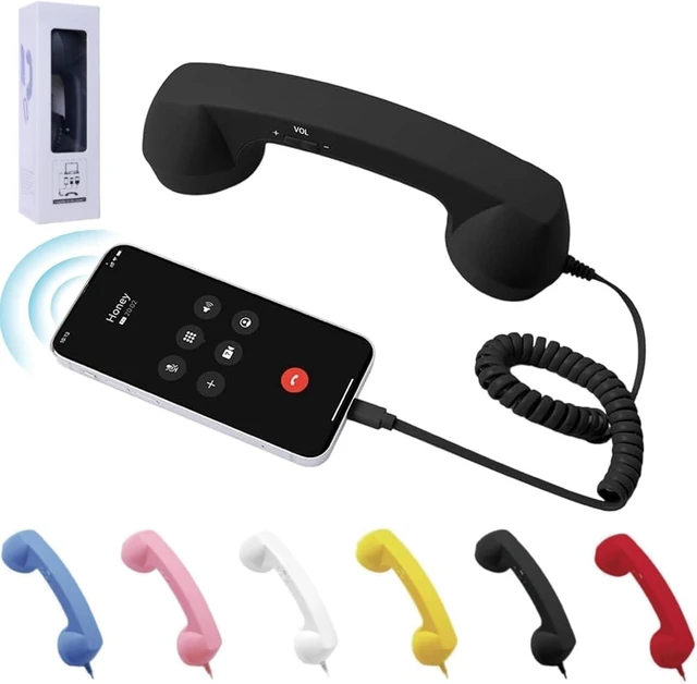 Main image of Retro Phone Handset for iPhone 15 & Later, USB-C (Type-C) Vintage Telephone Receiver, Clear Audio Plug & Play for Calls & Video Chats (Black)