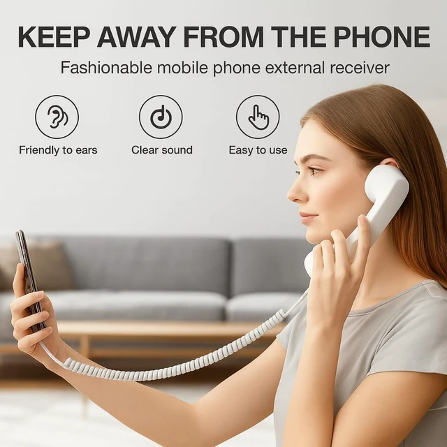 Alt view image 3 of 7 - Retro Phone Handset for iPhone 15 & Later, USB-C (Type-C) Vintage Telephone Receiver, Clear Audio Plug & Play for Calls & Video Chats (Black)