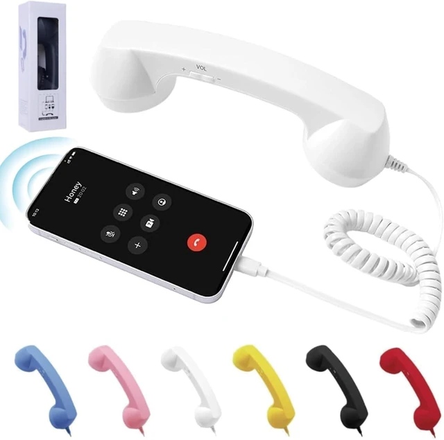 Main image of Retro Phone Handset for iPhone 15 & Later, USB-C (Type-C) Vintage Telephone Receiver, Clear Audio Plug & Play for Calls & Video Chats (Black) White