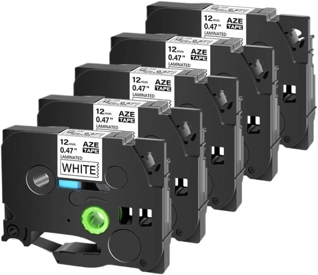 Main image of 5 PK Aze 231 Label Tape Works with Tze 231 12mm Laminated Tape for Compatible Printers Like PTD410 PTD610 PTE300 PTD460BT PT100