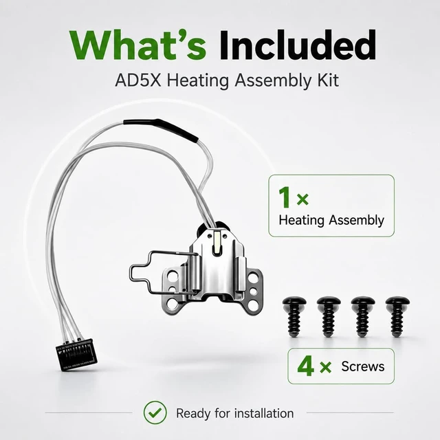 Alt view image 2 of 6 - Genuine AD5X Hotend Heating Assembly Kit for Flashforge AD5X 3D Printer, Hot End Heater Block with Heater Cartridge, Thermistor Sensor, Metal Clip & 4 Screws, Quick-Change Heat-Resistant Replacement