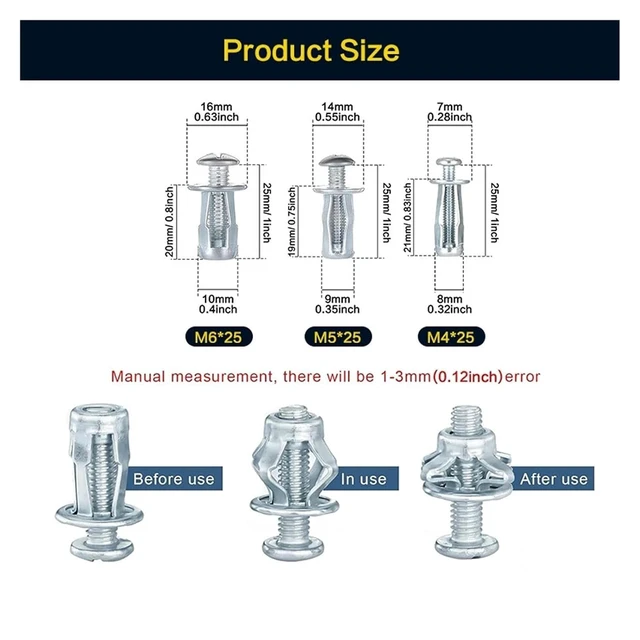 Alt view image 3 of 6 - 91Pcs M4 M5 M6 Jack Nuts with Rivet Gun, Heavy-Duty Petal Nut
Heavy-duty petal nut set with rivet gun for M4/M5/M6, carbon steel, crack-resistant, hand-tightenable
