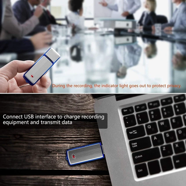 Alt view image 4 of 5 - Digital Voice Recorder Mini Voice Recorder with 16GB USB Flash Drive and Mp3 Function/170 Hours Recording Capacity Black Small Audio Dictaphone for Meetings and Transfer Files