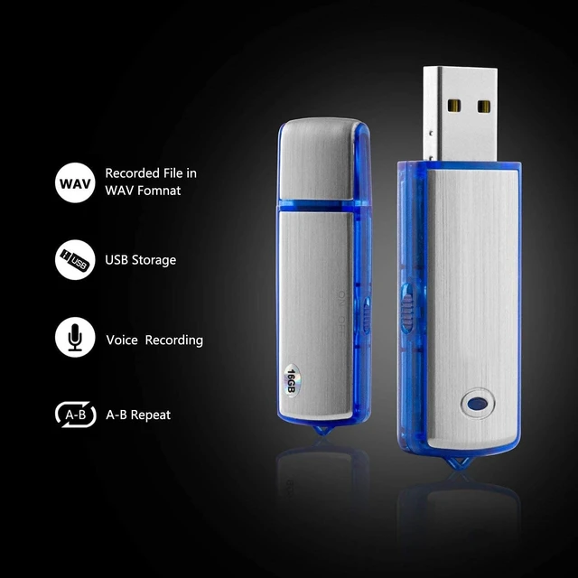 Alt view image 2 of 5 - Digital Voice Recorder Mini Voice Recorder with 16GB USB Flash Drive and Mp3 Function/170 Hours Recording Capacity Black Small Audio Dictaphone for Meetings and Transfer Files