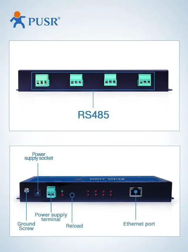 Alt view image 3 of 6 - PUSR Multi 4 Ports RS485 to Ethernet Converter Modbus to Ethernet Gateway Support SSL/TLS encryption in HTTP, MQTT and TCP Client Edge Computing Serial Device Server USR-N540