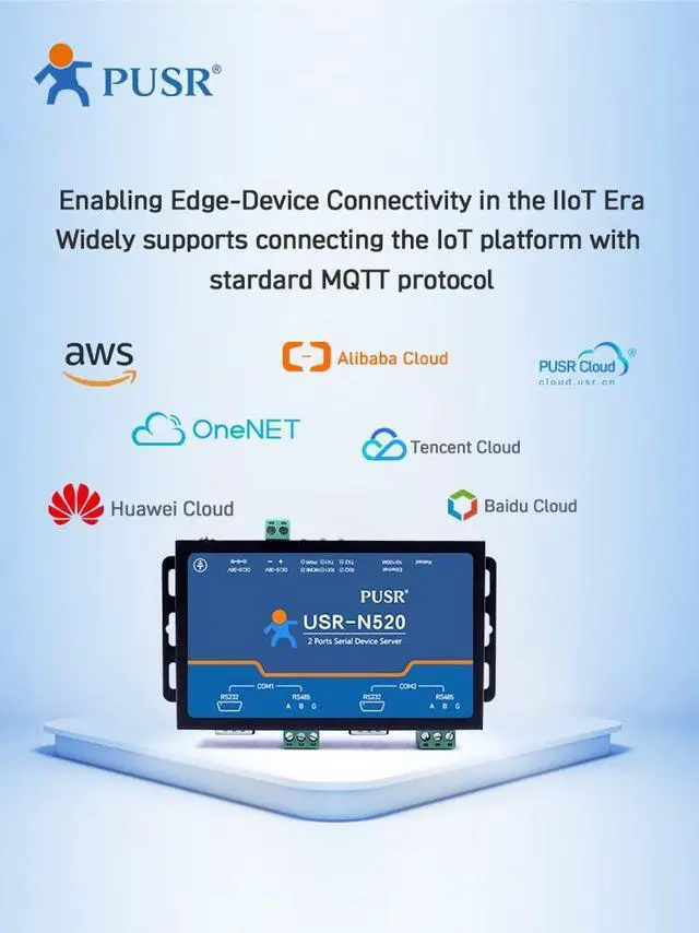 Alt view image 4 of 6 - PUSR 2 porte Convertitore seriale RS485 RS232 a Ethernet Modbus RTU a Modbus TCP Modbus Gateway Crittografia SSL/TLS in HTTP, MQTT e TCP client Edge Computing, Automatic Reporting USR-N520