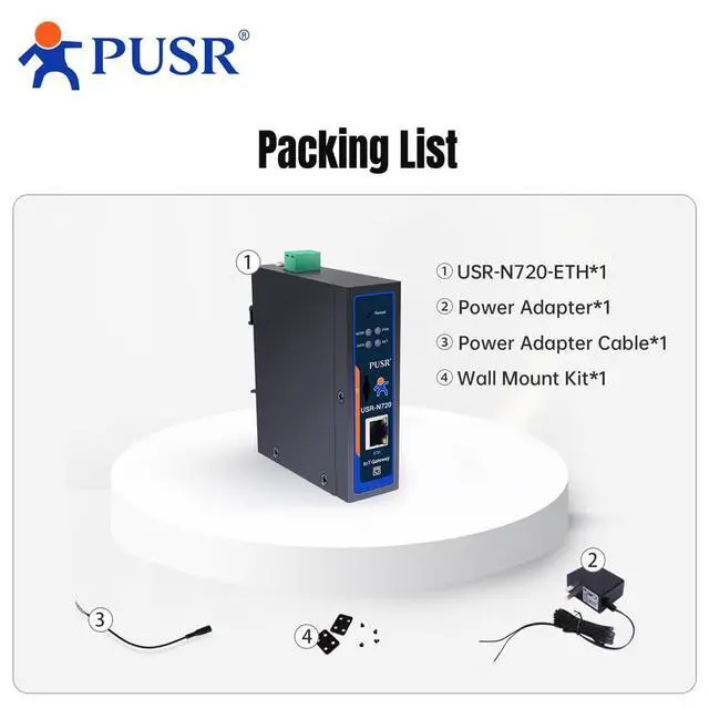 Alt view image 6 of 6 - PUSR Edge Computing IoT Gateway 2*RS485 1*Ethernet with SD Card For data storage Modbus to MQTT/Json DL645 to MQTT+Json RS485 to Ethernet USR-N720-ETH
