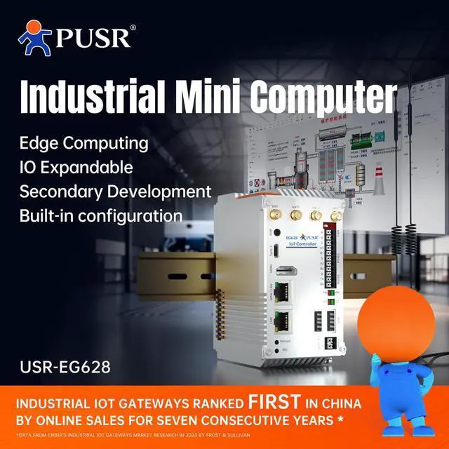 Alt view image 3 of 7 - PUSR Industrial Mini Computer LTE CAT4 WiFi Ethernet GNSS Linux OS Cortex A53 Edge Computing Expandable IoT Controller USR-EG628