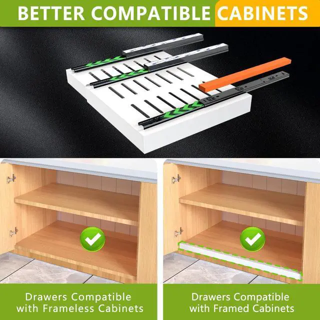 Alt view image 2 of 6 - 2 Pack Pull Out Cabinet Organizer 21" Deep Expandable Slide Out Drawer Organizers,No Drill Pull Out Drawers Adhesive with Nano Compatible Framed Cabinets Shelves For Kitchen Pantry Adjustable Width