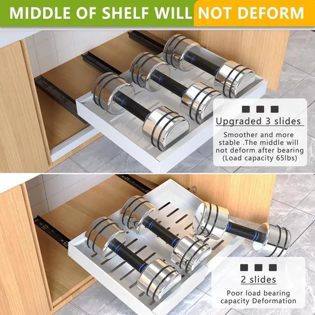Alt view image 5 of 6 - 2 Pack Pull Out Cabinet Organizer 21" Deep Expandable Slide Out Drawer Organizers,No Drill Pull Out Drawers Adhesive with Nano Compatible Framed Cabinets Shelves For Kitchen Pantry Adjustable Width