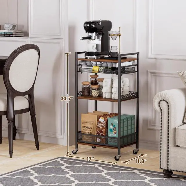 Alt view image 2 of 7 - Plaviya K Cup Holder Coffee Cart, 5 Tier Coffee Station Organizer with Wheels, Coffee Pod Holder Coffee Bar Organizer Accessories, Multi-Functional Cart for Living Room, Kitchen, Breakfast Nook