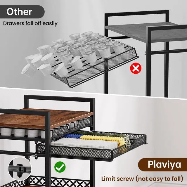 Alt view image 3 of 7 - Plaviya K Cup Holder Coffee Cart, 5 Tier Coffee Station Organizer with Wheels, Coffee Pod Holder Coffee Bar Organizer Accessories, Multi-Functional Cart for Living Room, Kitchen, Breakfast Nook