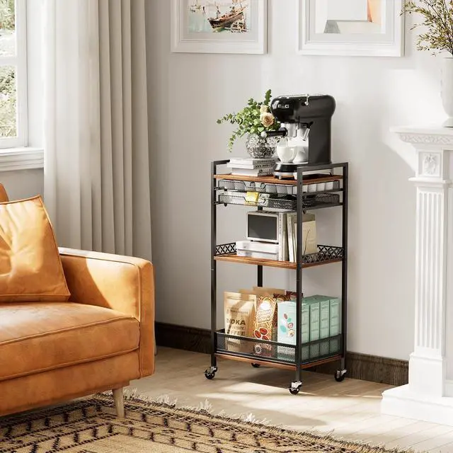 Alt view image 5 of 7 - Plaviya K Cup Holder Coffee Cart, 5 Tier Coffee Station Organizer with Wheels, Coffee Pod Holder Coffee Bar Organizer Accessories, Multi-Functional Cart for Living Room, Kitchen, Breakfast Nook