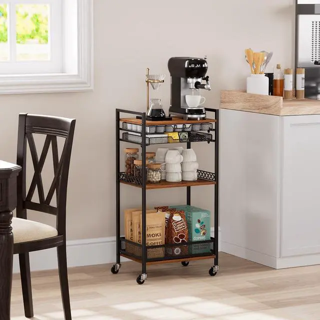 Alt view image 7 of 7 - Plaviya K Cup Holder Coffee Cart, 5 Tier Coffee Station Organizer with Wheels, Coffee Pod Holder Coffee Bar Organizer Accessories, Multi-Functional Cart for Living Room, Kitchen, Breakfast Nook