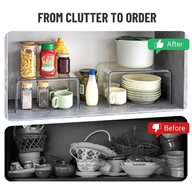 Alt view image 4 of 7 - Clear Spice Rack Shelves, Pantry Organizers and Storage Set of 4, Display Shelf Organizer, Room Bathroom Desk Shelf Countertop Organization and Storage, Ideal for Kitchen Cabinet Organizer Shelf