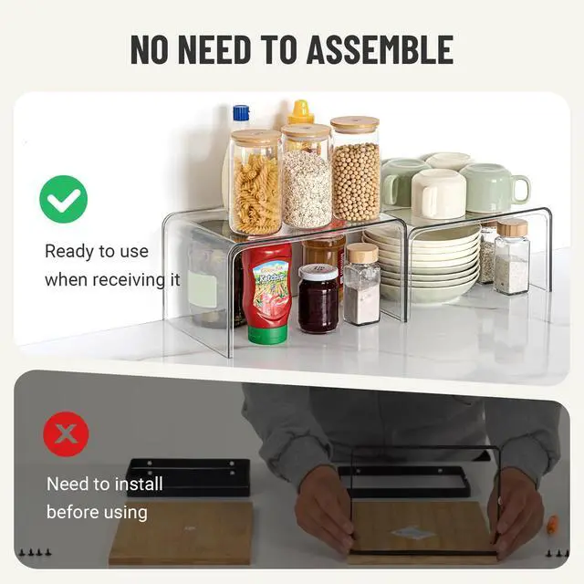 Alt view image 3 of 7 - Clear Spice Rack Shelves, Pantry Organizers and Storage Set of 4, Display Shelf Organizer, Room Bathroom Desk Shelf Countertop Organization and Storage, Ideal for Kitchen Cabinet Organizer Shelf