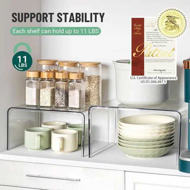 Alt view image 5 of 7 - Clear Spice Rack Shelves, Pantry Organizers and Storage Set of 4, Display Shelf Organizer, Room Bathroom Desk Shelf Countertop Organization and Storage, Ideal for Kitchen Cabinet Organizer Shelf