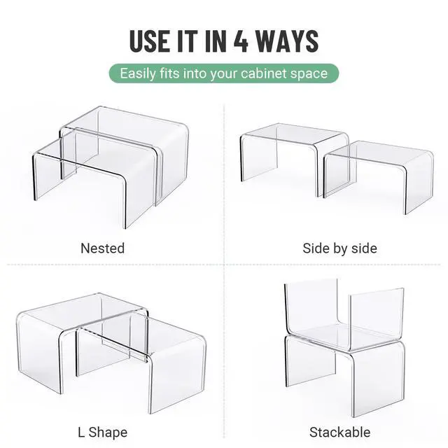 Alt view image 7 of 7 - Clear Spice Rack Shelves, Pantry Organizers and Storage Set of 4, Display Shelf Organizer, Room Bathroom Desk Shelf Countertop Organization and Storage, Ideal for Kitchen Cabinet Organizer Shelf