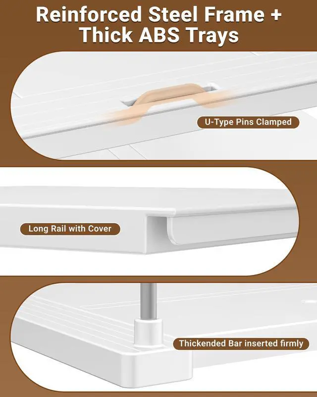 Alt view image 7 of 7 - EVERIE Extendable 3-Tier Kitchen Cabinet & Pantry Organizer for Plastic Wrap, Foil & Storage Bags, Adjustable Heavy Duty Shelf Rack for Wrap Boxes, Jars & Snack Boxes (1116.7 in Wide), Pack of 2