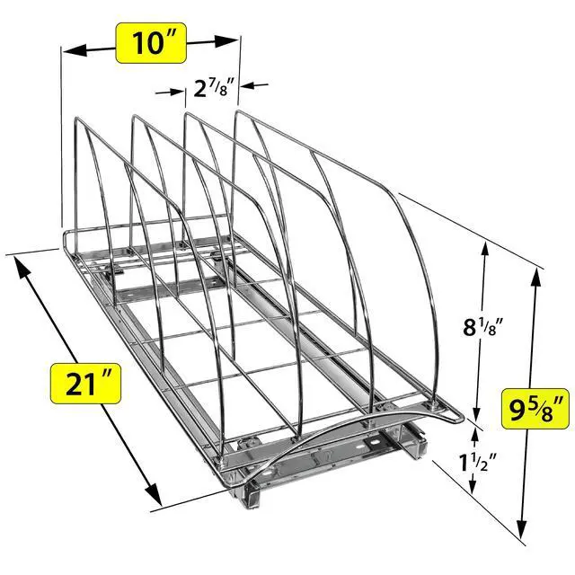 Alt view image 5 of 7 - LYNK PROFESSIONAL® Pull Out Cookie Sheet Organizer for Cabinet Baking Sheet Organizer Sheet Pan Organizer - Lifetime Ltd. Warranty 10 x 21 Deep Inside Cabinet, Chrome