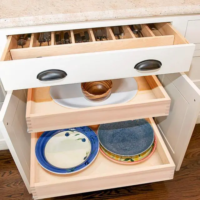 Alt view image 7 of 7 - Mulush 26''W x 21''D x 3''H Pull Out Cabinet Drawer Soft Close Slide Out Wood Organizer for Kitchen, Finished, Bottom and Side Assembly (Wood Drawer Part Width is 25inch)