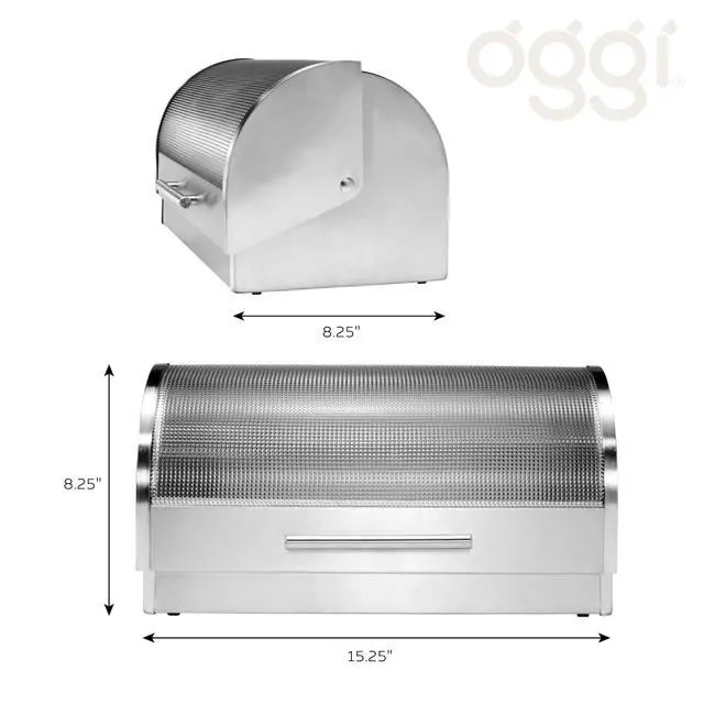 Alt view image 4 of 7 - Oggi Stainless Steel Roll Top Bread Box for Kitchen Countertop with Tempered Glass Lid - Fits Multiple Large Loaves of Bread and Other Freshly Baked Goods Including Cookies, Bagels, Muffins
